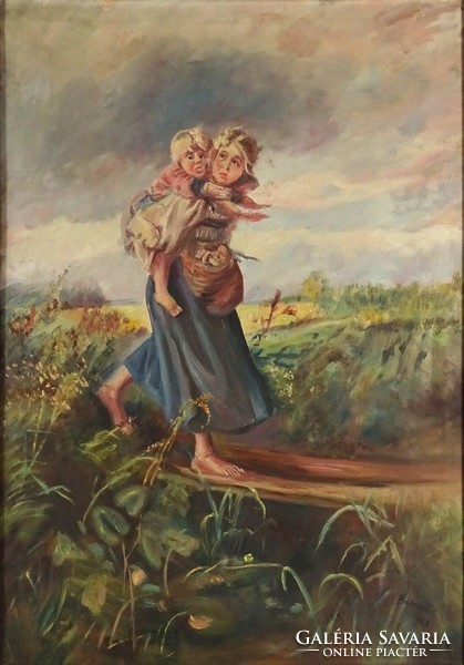 1E891 Barcsai Ferenc : Eső elől menekülők