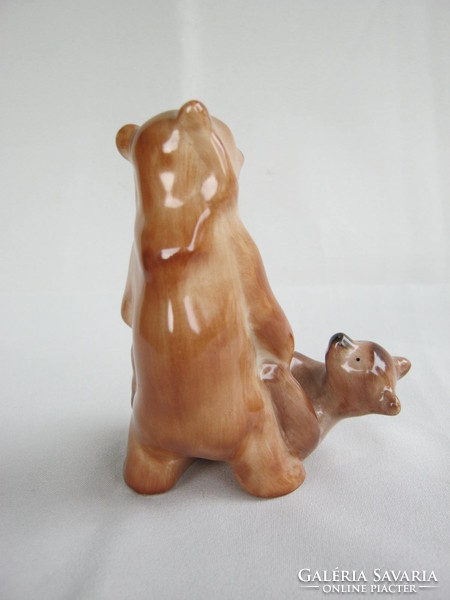 Juried craftsman ceramic teddy bears playing
