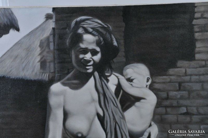 Indonéz festőművész: Egy Anya a gyermekével