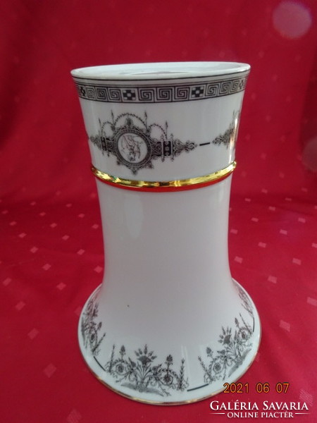 Porcelain vase from Hollóháza with drawings by László Yurcs, height 21 cm. He has!