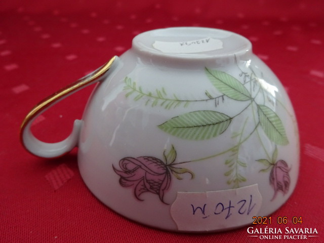Csehszlovák porcelán teáscsésze rózsa mintával, átmérője 9 cm. Vanneki!