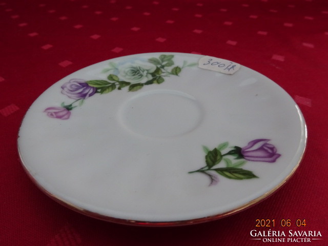 Chinese porcelain coffee cup placemat with purple rose pattern, diameter 12 cm. He has!