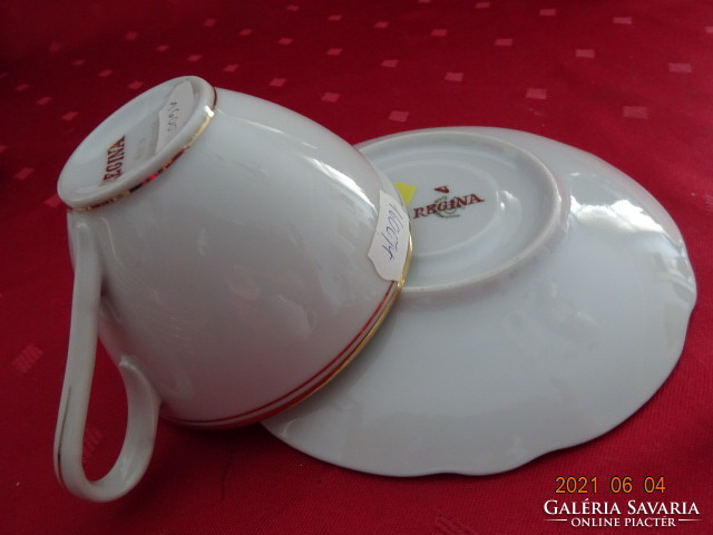 REGINA csehszlovák porcelán teáscsésze + alátét, arany szegélyes. Vanneki!