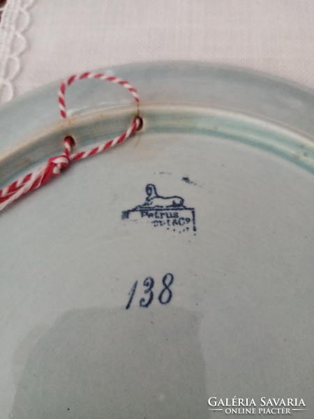 Kék fehér, antik holland,(XIX.sz.) Louis Apol: Téli táj - Petrus Regout fali tányér porcelán/fajansz