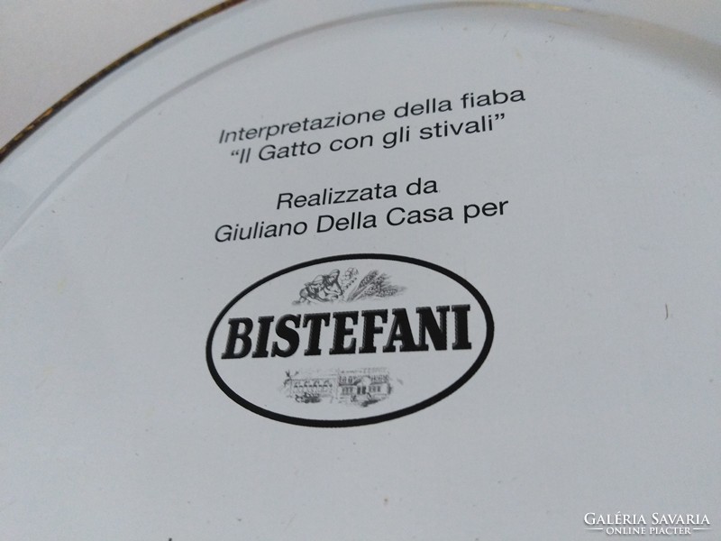 Guliano Della Casa Csizmás Kandúr fém tányér Bistefani 2012