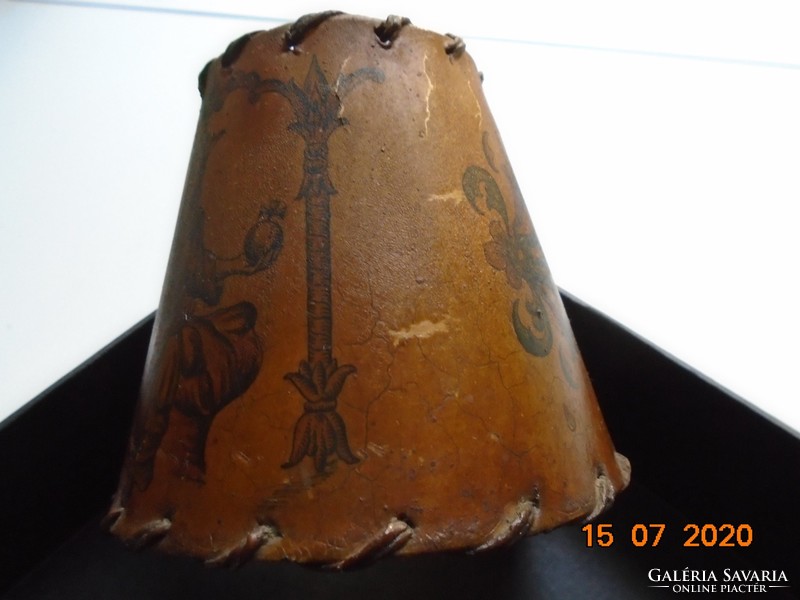 Középkori Kódex KIRÁLY mintával antik PERGAMENT lámpaernyő bőr szegéllyel