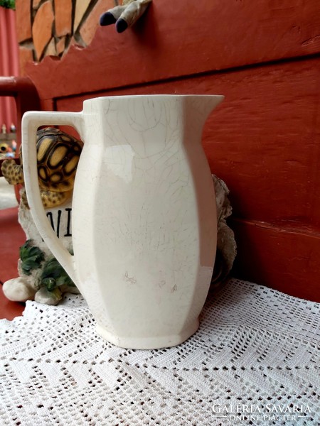 Granite 25.5 Cm high floral jug with flower pattern, nostalgia piece, rustic decoration