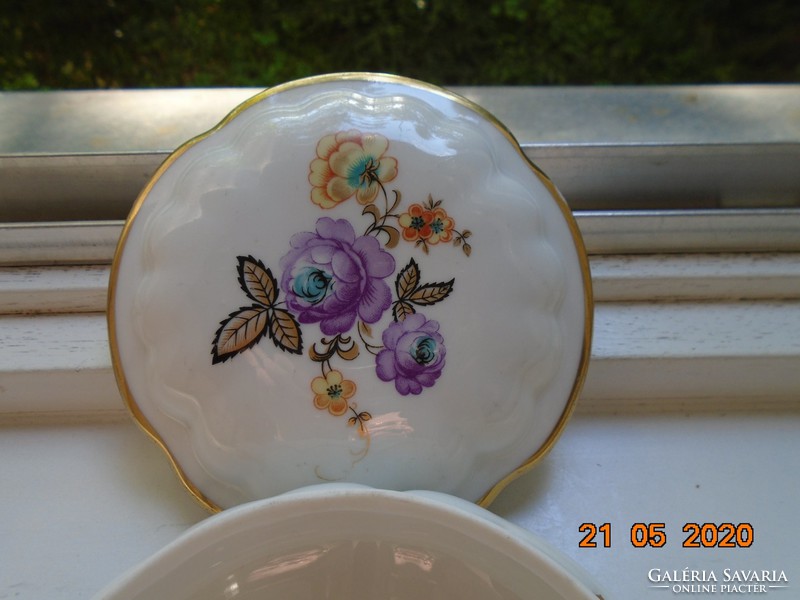 1920 Oscar schlegemilch with gold and colorful flower pattern, lobed bonbonier, handmade gold mark