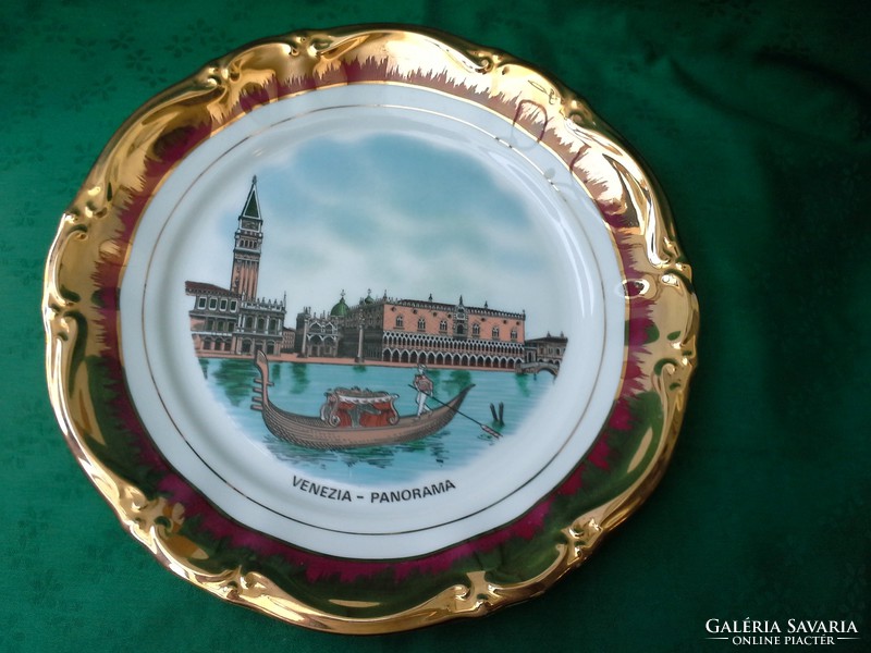 Velencei panoráma, eredeti olasz, porcelán, fali tányér. Kb. 50-60éves. GYÖNYÖRŰ!