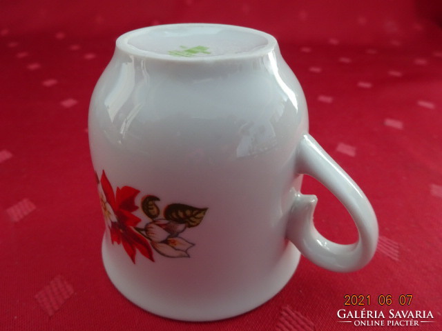 Zsolnay porcelán, mikulásvirágos kávéscsésze, magassága 6 cm. Vanneki!