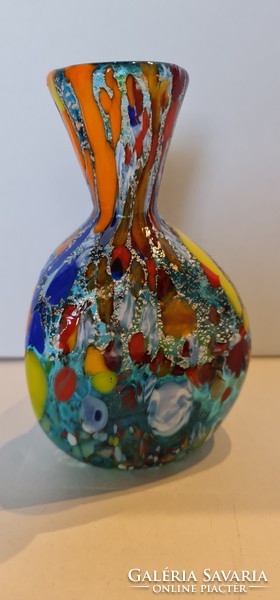 Muránói Millefiori technikával készült egyedi formájú váza