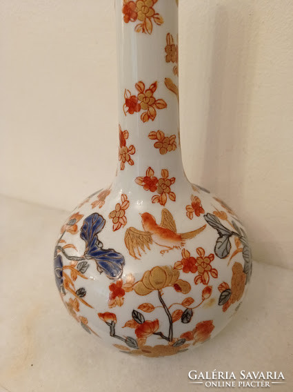 Antik kínai kis asztali porcelán virág váza madár motívummal 4281