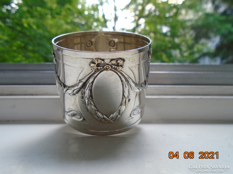 Kézzel készült Empire ezüstözött szalvéta gyűrű  babérkoszorúval, masnival