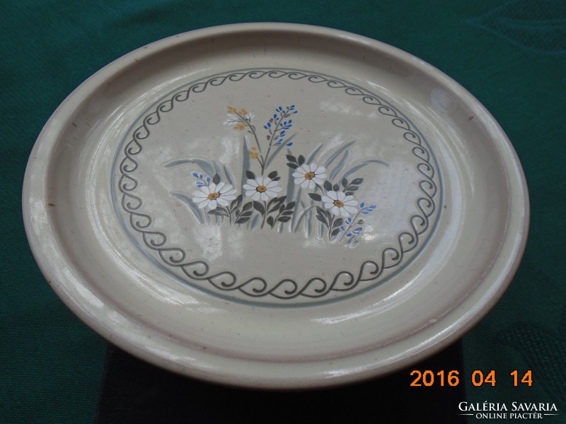 Hand-painted heavy ceramic bowl with wild flower pattern 3 pcs