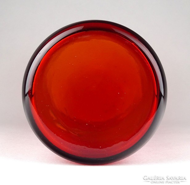1E928 Színezett nagyméretű piros kristály váza 28.5 cm