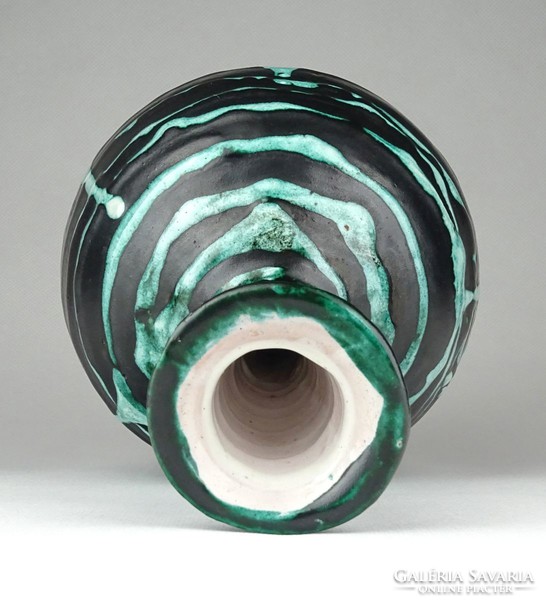 1E939 Iparművészeti csorgatott mázas kerámia váza 20 cm