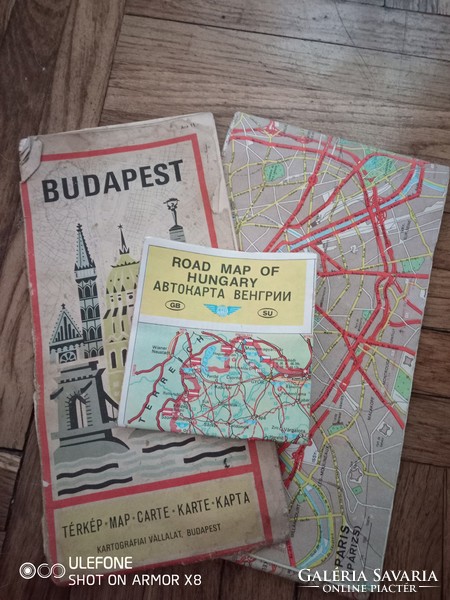 Három térkép az 1970-es évekből Budapest, Franciaország, Magyarország