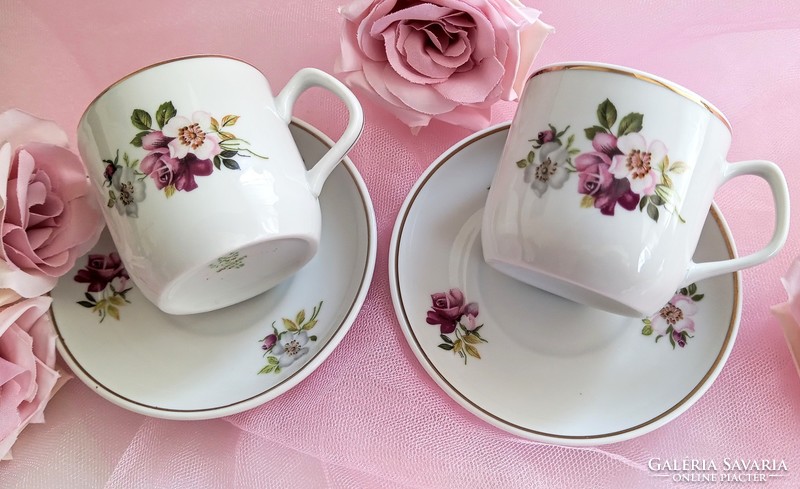 Hollóház rose coffee cups in 2 pieces