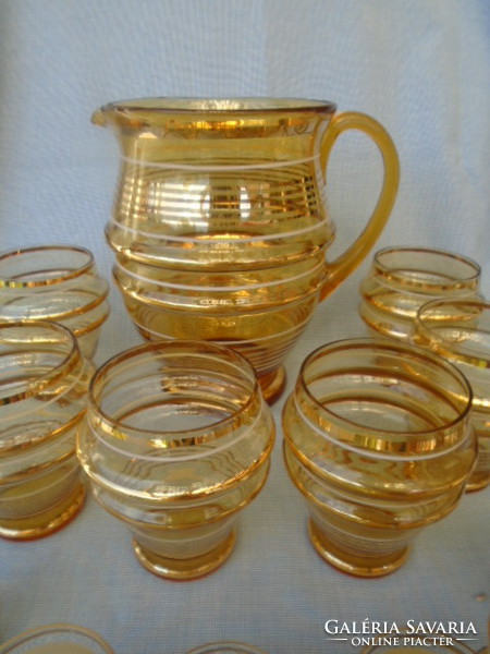 Old bohemian drink set 6 +6 +1+ 1 piece in a quarter might never have been used