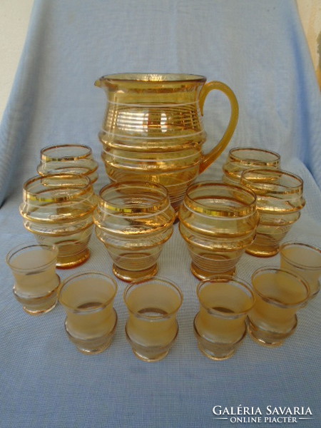 Old bohemian drink set 6 +6 +1+ 1 piece in a quarter might never have been used