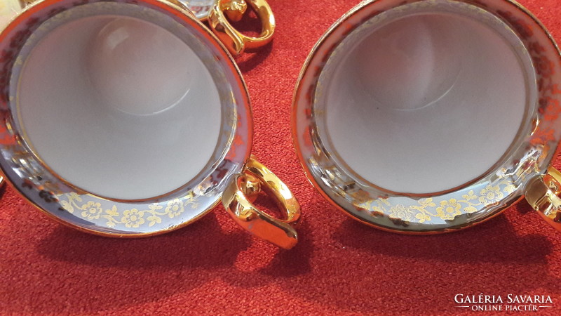 Antik jelenetes porcelán kávés csésze szett