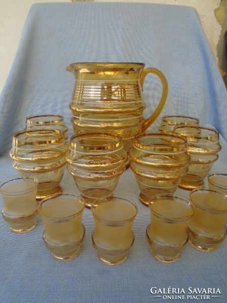 Old bohemian drink set 6 +6 +1+ 1 piece in a quarter might never have been used