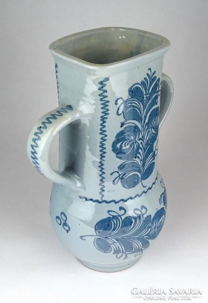 1E958 Régi kék mázas kerámia viaszöntő forma váza 29.5 cm