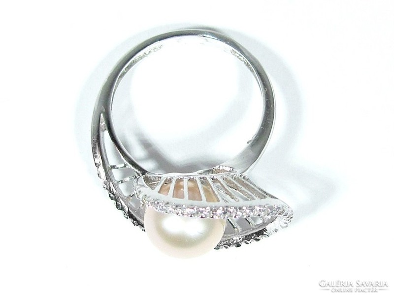 Silver pearl ring (kecs-r53232)