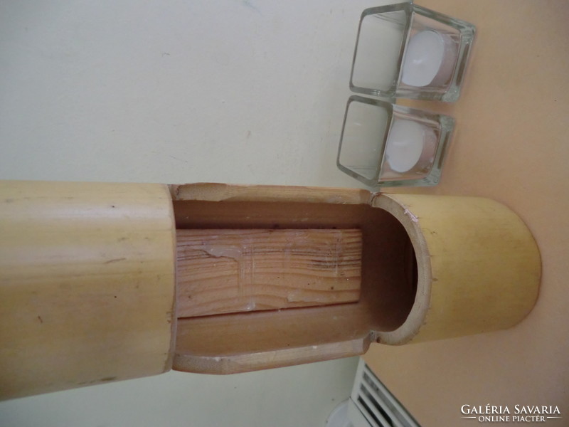 Ünnepre hangoló Bambusz mécsestartó 26x8x8 cm
