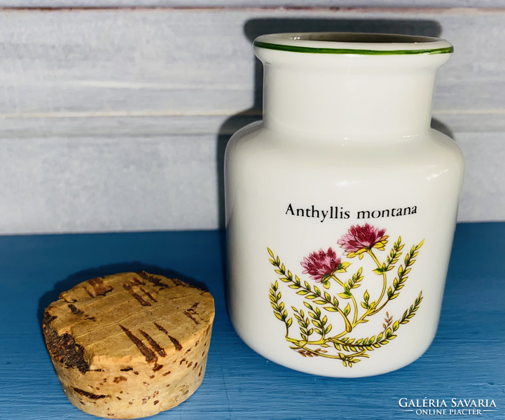 Retro painted porcelain spice holder with cork stopper, also Óbuda v posta