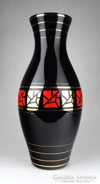 1E968 Régi aranyozott nagyméretű üveg váza 40 cm