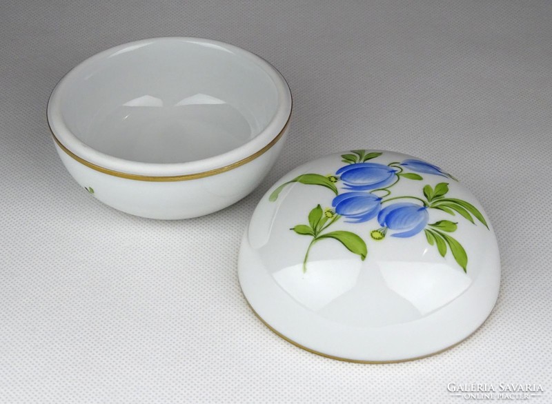 1E977 Kék virágos Herendi porcelán bonbonier