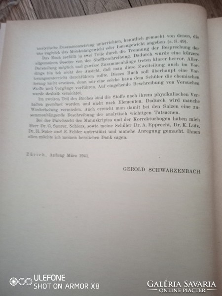 Prof. Dr. Gerold Schwarzenbach - Allgemeine Und Anorganische Chemie - 1941