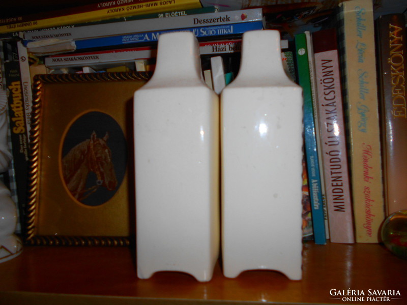 2 (oil-vinegar) majolica bottles together