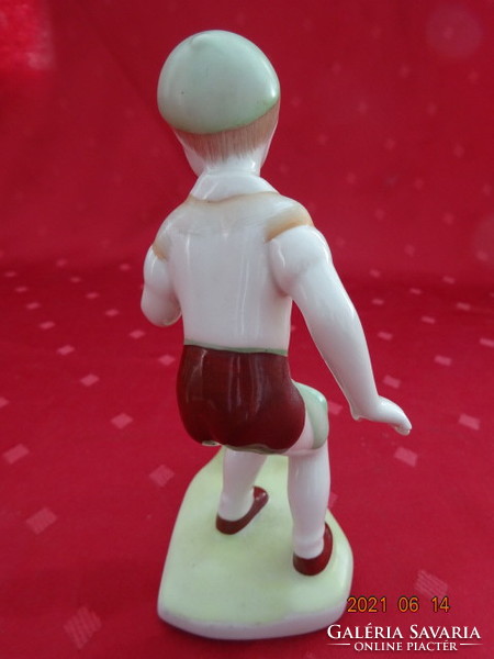 Aquincum porcelán figurális szobor, kisfiú a nyuszival, magassága 14 cm. Vanneki!
