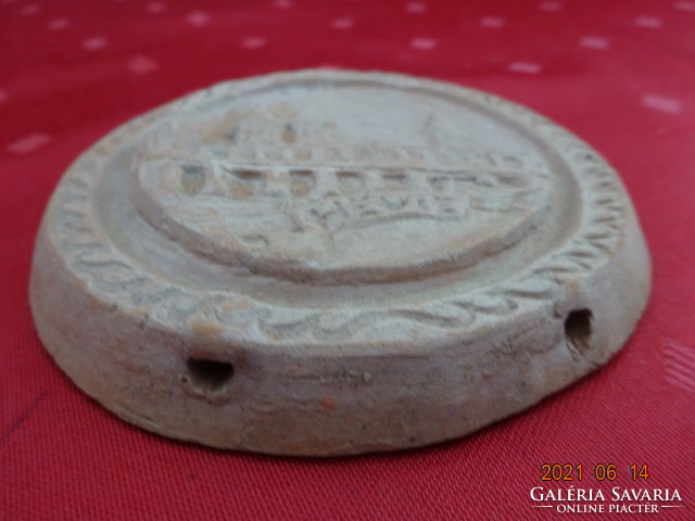 Ceramic wall ornament with a view of thermal water, diameter 10.3 cm. He has!