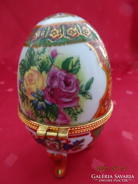 Faberge típusú porcelán tojás, magassága 9,5 cm. Vanneki! Jókai.