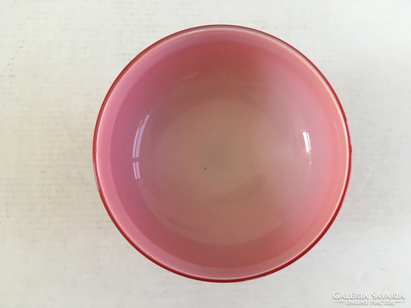 Retro, vintage Murano 2db opálüveg pohár: türkizkék-fehér / piros-fehér