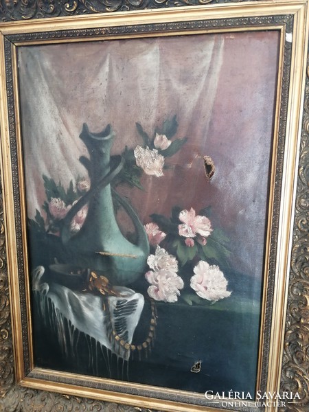Antique Biedermeier flower still life original marked work in a beautiful frame