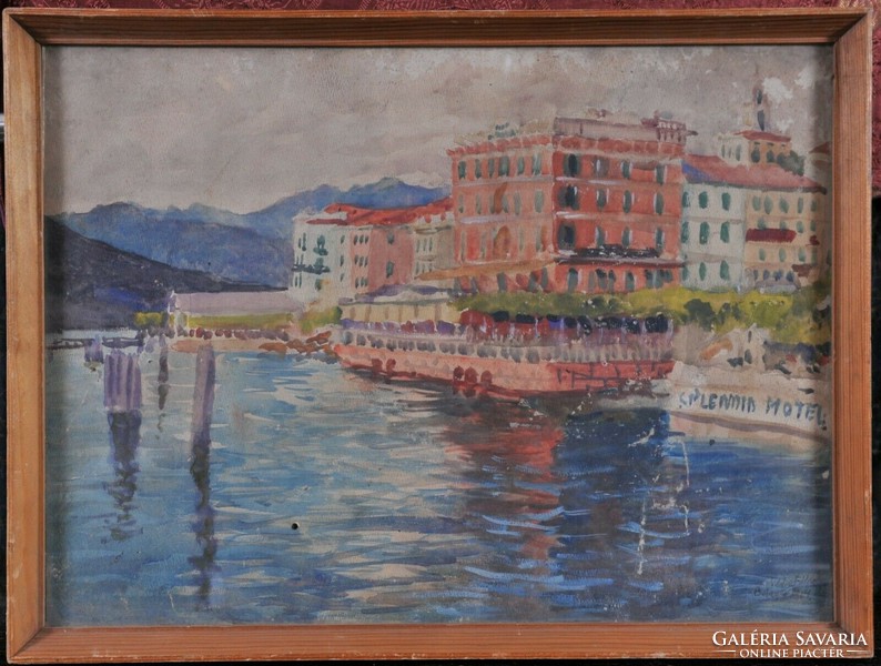 Félix Widder (1874-1939): Mediterrán kilátás a Bellagio kikötőre