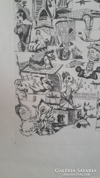 Z. KOVÁCS JÓZSEF RÉZKARC (31x44 cm) kollázs-szerű, fekete-fehér, plakát hangulatú