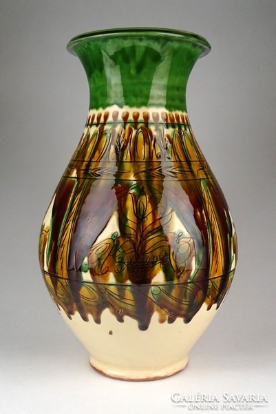 1F043 Busi Lajos nagyméretű mezőtúri kerámia váza 39.5 cm