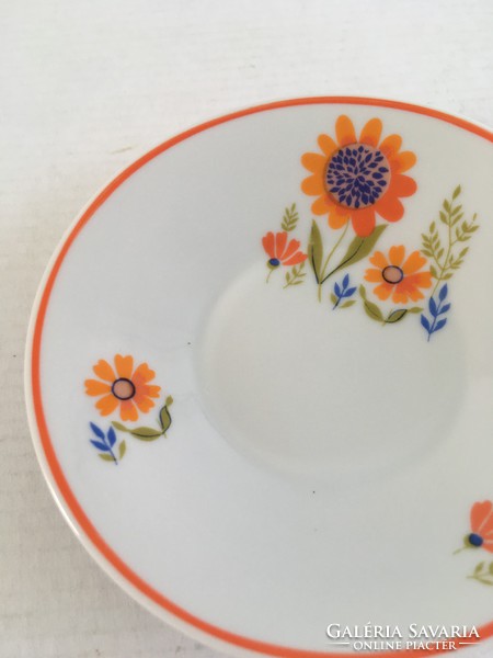 Régi, retro Hollóházi porcelán, színes virágos, virágmintás 4db kávéscsésze, kávés, mokkás készlet