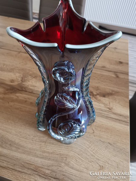 32 cm irizáló muránói váza