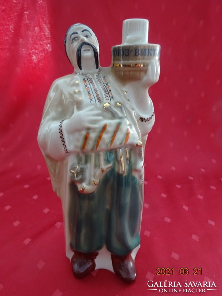 Orosz porcelán figura, kézzel festett pálinkás palack, magassága 25 cm. Vanneki!