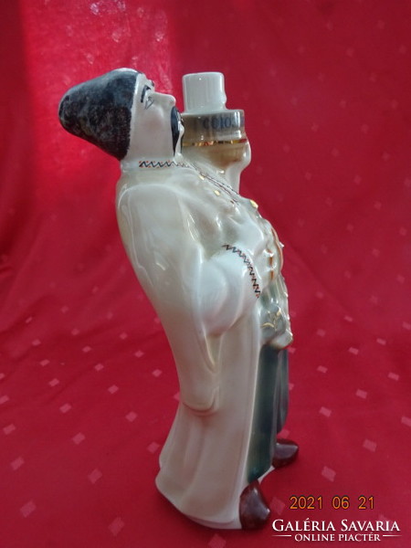 Orosz porcelán figura, kézzel festett pálinkás palack, magassága 25 cm. Vanneki!