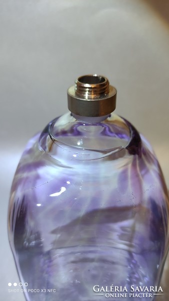 Now I'm selling it at a reasonable price! 20 Cm antique old glass buttelia flask perfume tin cap purple marble color