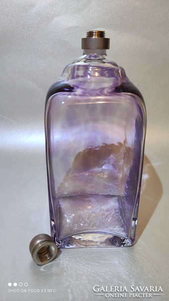 Now I'm selling it at a reasonable price! 20 Cm antique old glass buttelia flask perfume tin cap purple marble color