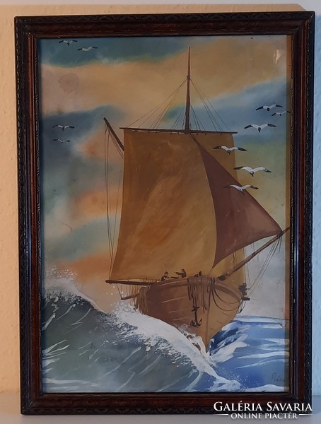 Joseph Petkes: sea sailboat, painting