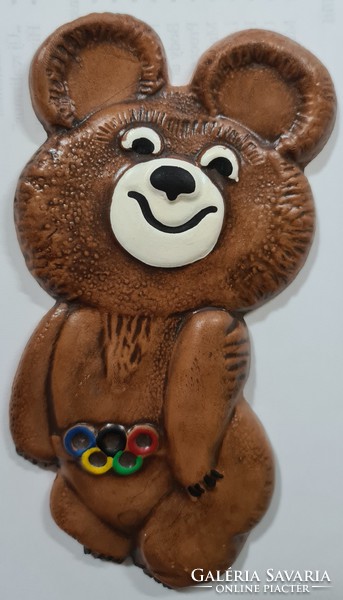 Moszkvai olimpiai kabala figura Misa Maci 1980 kerámia dísz
